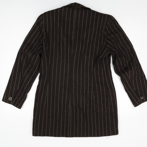 Miss Selfridge Womens Brown Striped Jacket Blazer Size 12 Button