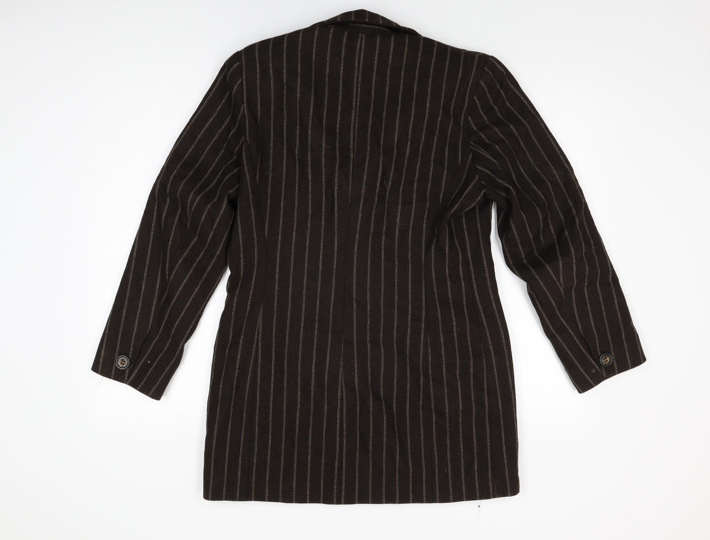 Miss Selfridge Womens Brown Striped Jacket Blazer Size 12 Button
