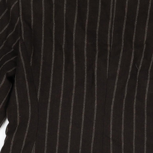 Miss Selfridge Womens Brown Striped Jacket Blazer Size 12 Button