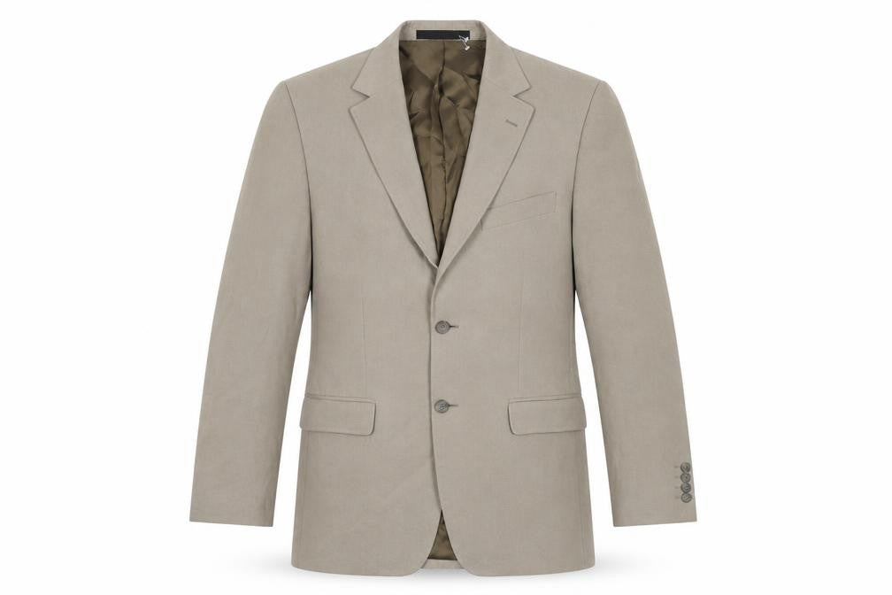 Front view of Marks & Spencer men’s beige viscose jacket suit jacket, size 38, regular