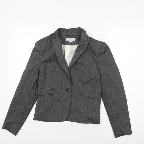 H&M Womens Grey Jacket Blazer Size 10 Button