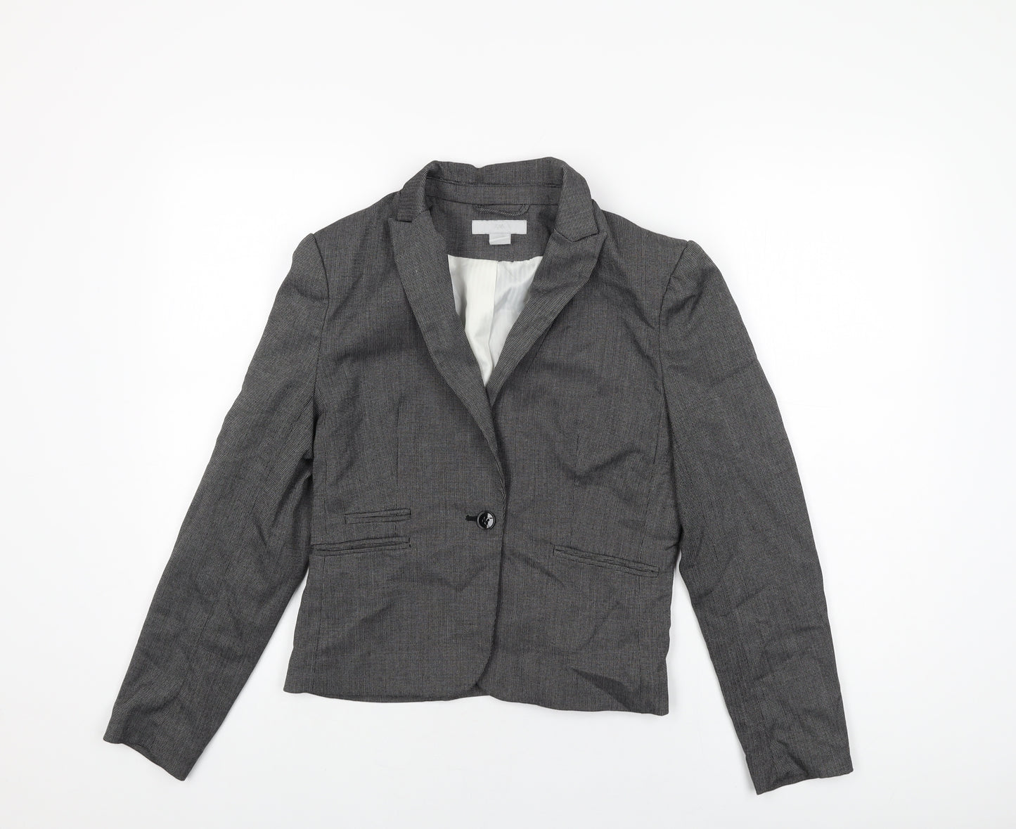 H&M Womens Grey Jacket Blazer Size 10 Button