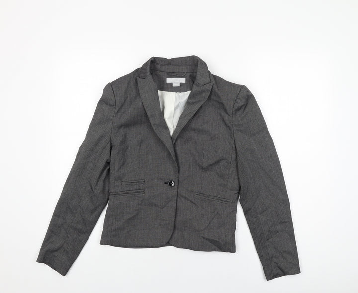 H&M Womens Grey Jacket Blazer Size 10 Button