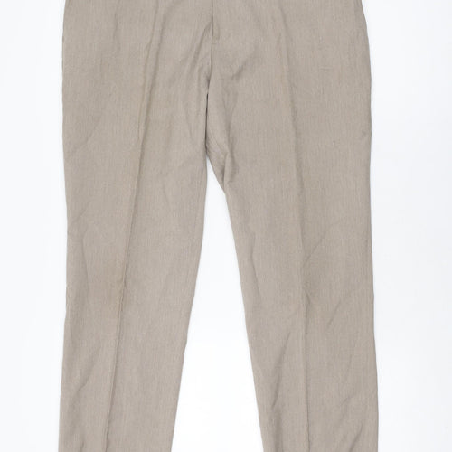 NEXT Mens Beige Polyester Trousers Size 36 in L29 in Regular Zip