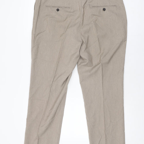 NEXT Mens Beige Polyester Trousers Size 36 in L29 in Regular Zip