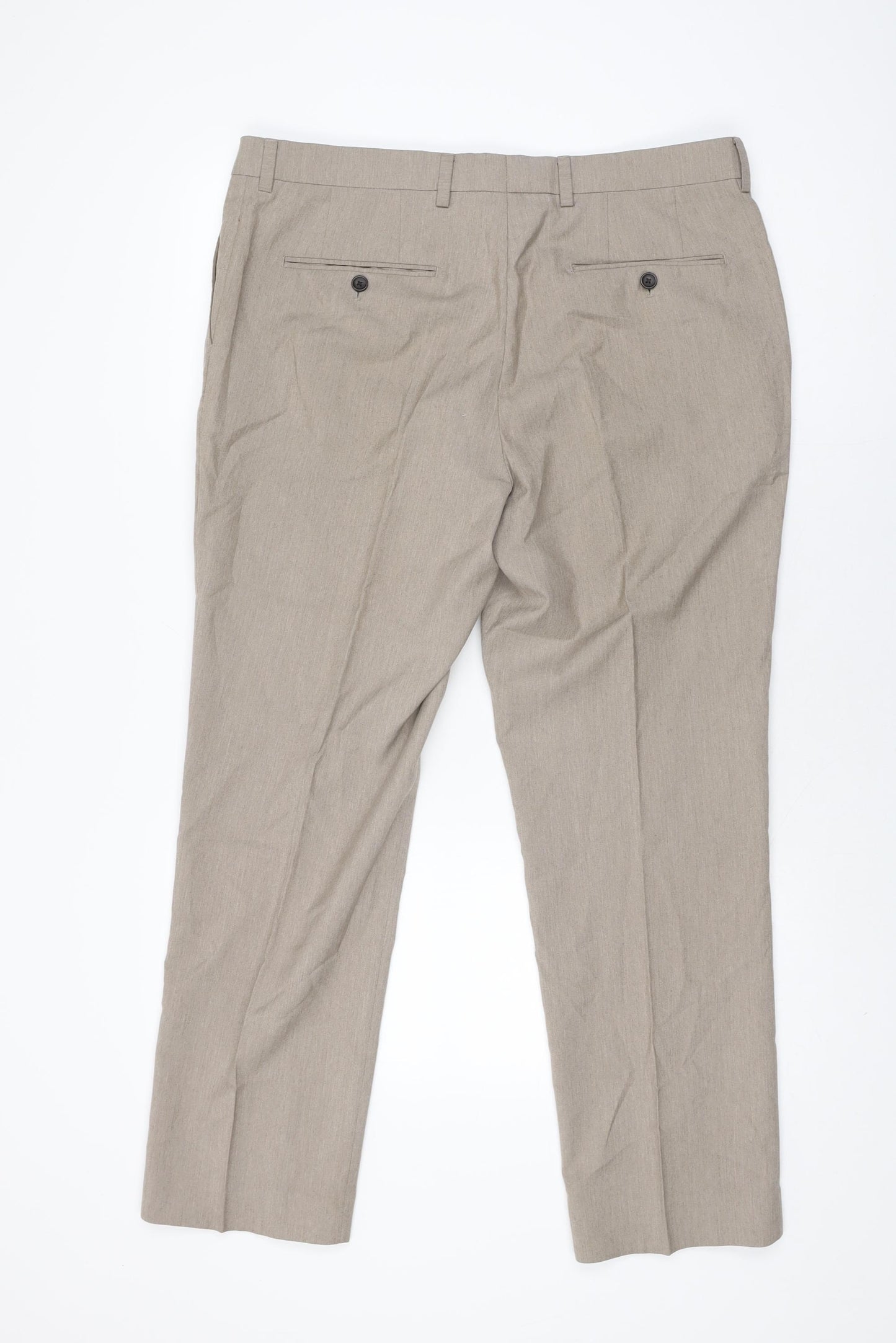 NEXT Mens Beige Polyester Trousers Size 36 in L29 in Regular Zip