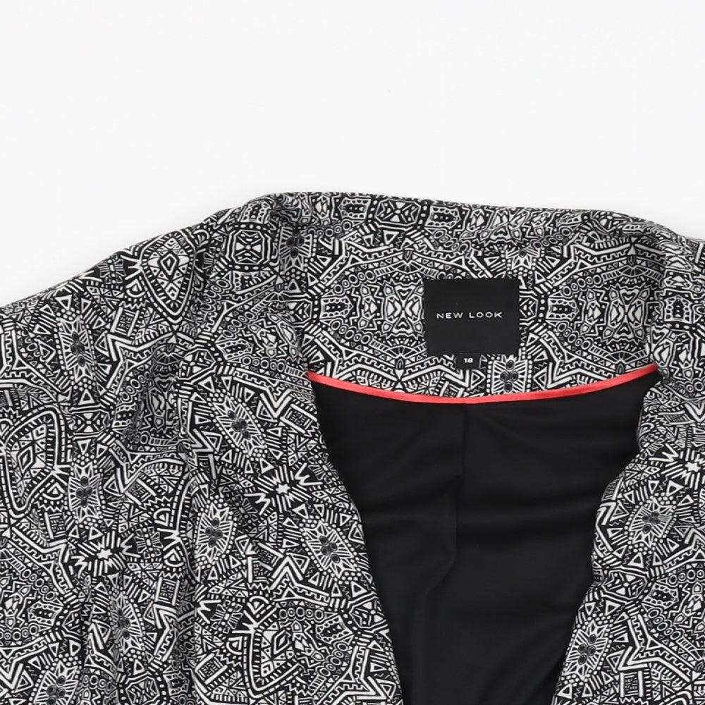 New Look Womens Black Geometric Jacket Size 18