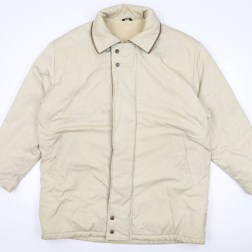 St Michael Mens Beige Overcoat Coat Size 44 Zip
