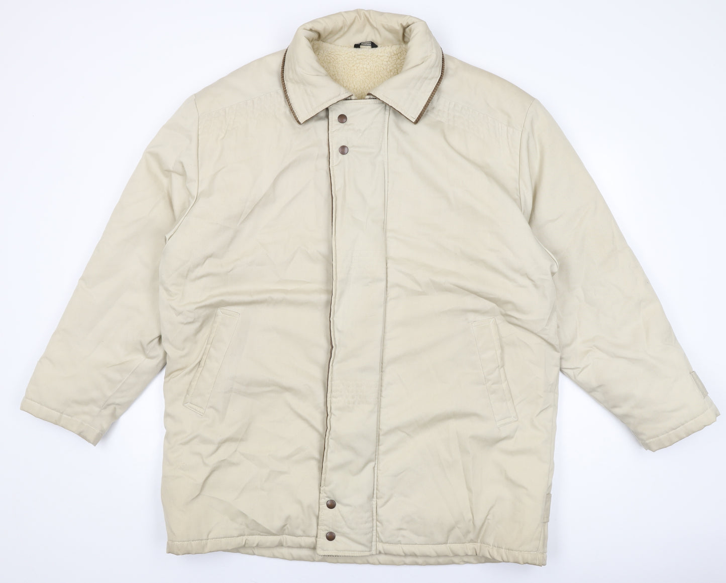 St Michael Mens Beige Overcoat Coat Size 44 Zip