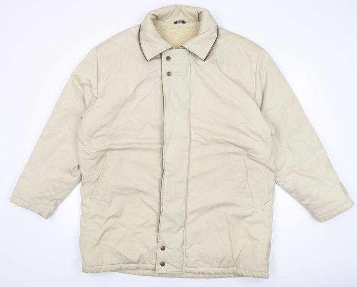 St Michael Mens Beige Overcoat Coat Size 44 Zip