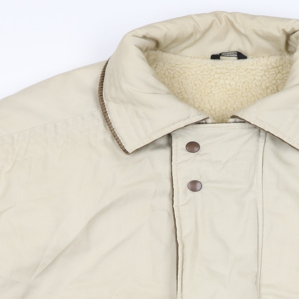 St Michael Mens Beige Overcoat Coat Size 44 Zip