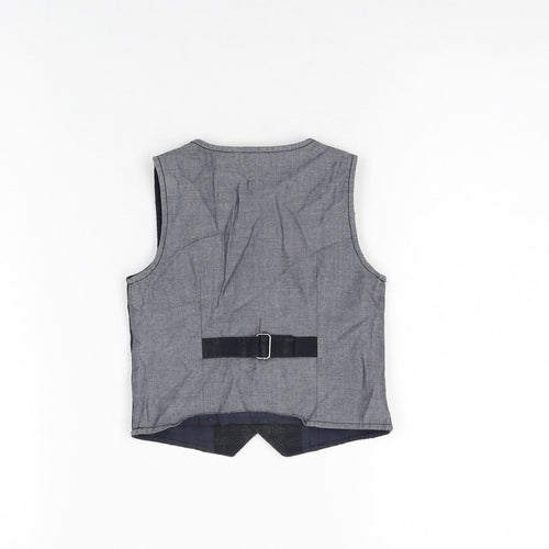 NEXT Boys Black Geometric Polyester Basic Button-Up Size 12-18 Months V-Neck Button - Waistcoat