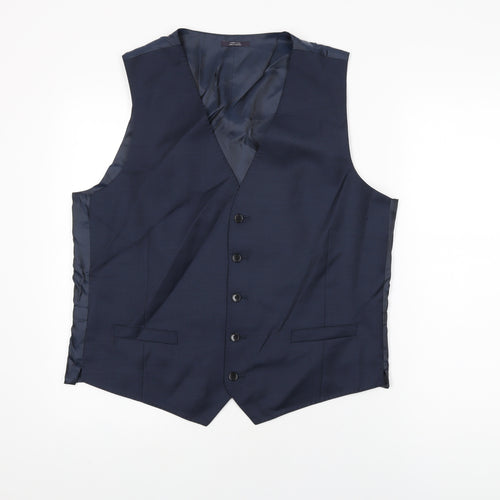 Marks and Spencer Mens Blue Wool Jacket Suit Waistcoat Size 44 Regular