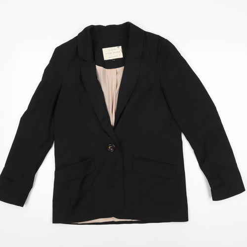 River Island Womens Black Jacket Blazer Size 6 Button
