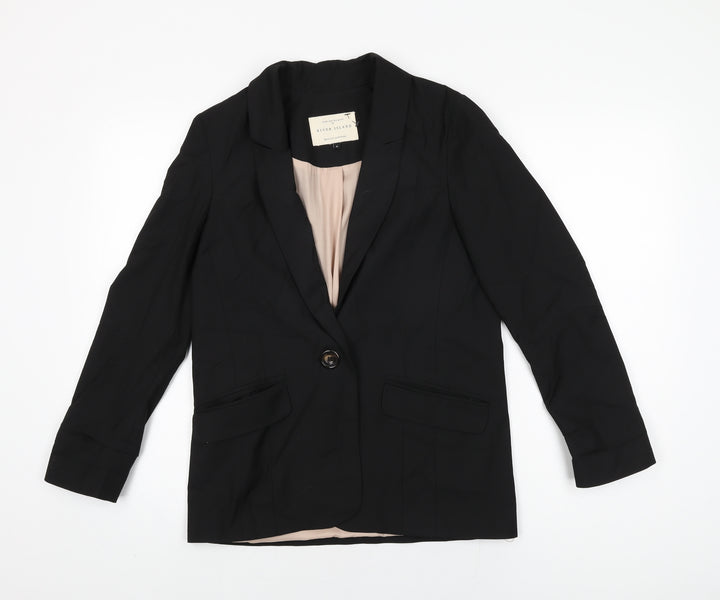 River Island Womens Black Jacket Blazer Size 6 Button