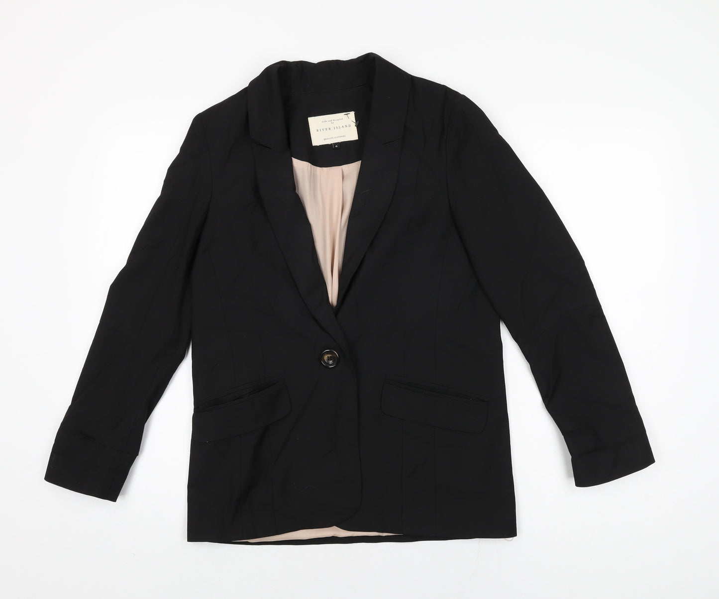 River Island Womens Black Jacket Blazer Size 6 Button