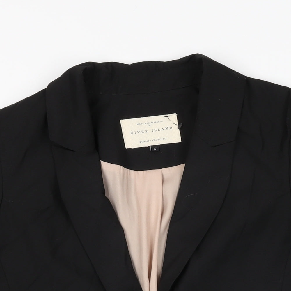 River Island Womens Black Jacket Blazer Size 6 Button