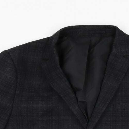 H&M Mens Black Geometric Polyester Jacket Suit Jacket Size 38 Regular