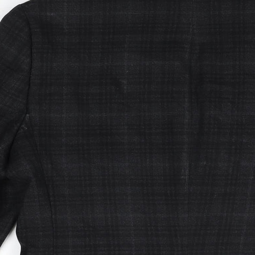 H&M Mens Black Geometric Polyester Jacket Suit Jacket Size 38 Regular