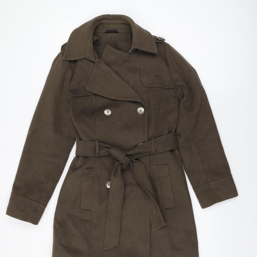 Marks and Spencer Womens Brown Overcoat Coat Size 14 Button