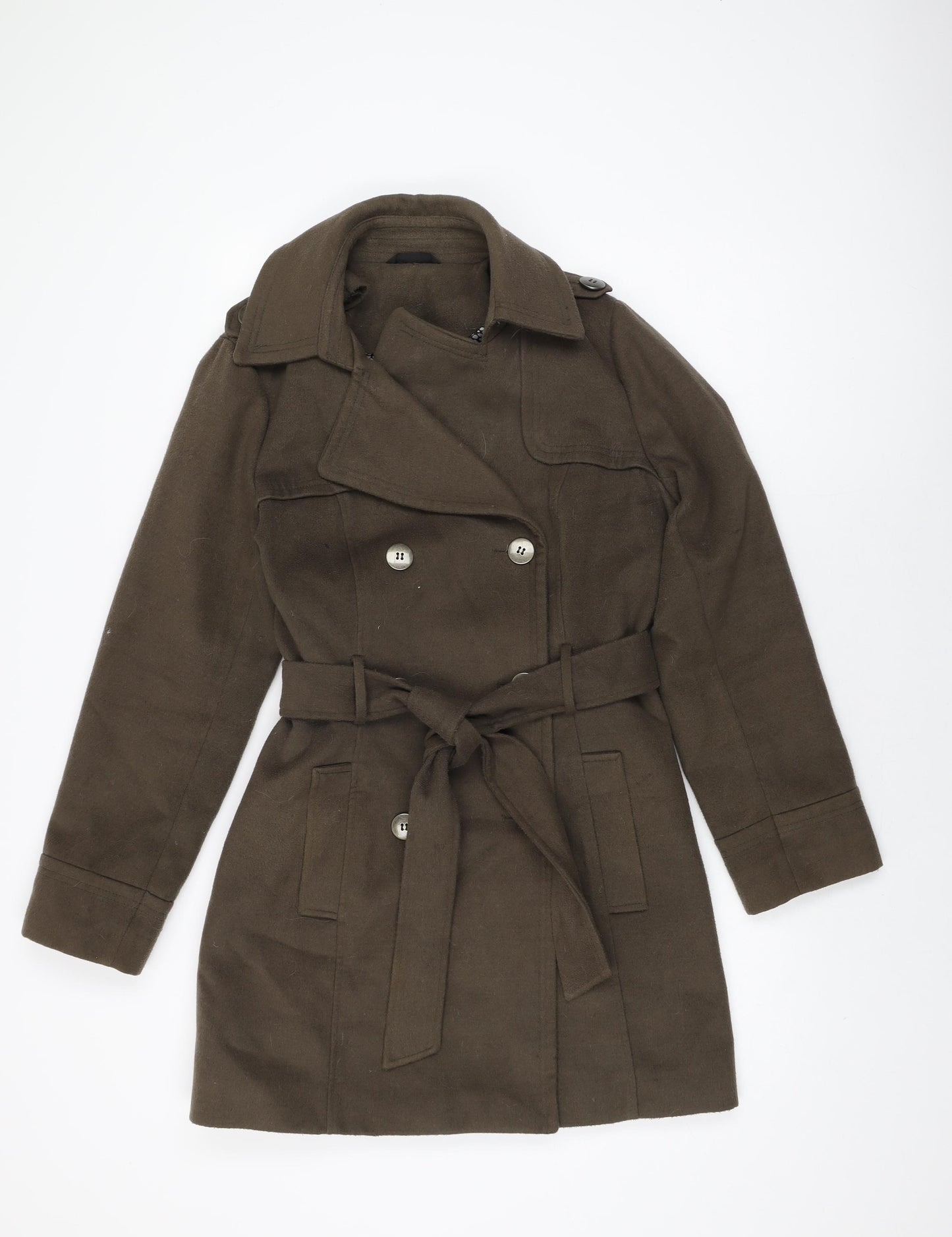 Marks and Spencer Womens Brown Overcoat Coat Size 14 Button