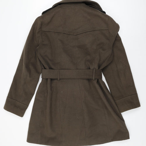 Marks and Spencer Womens Brown Overcoat Coat Size 14 Button