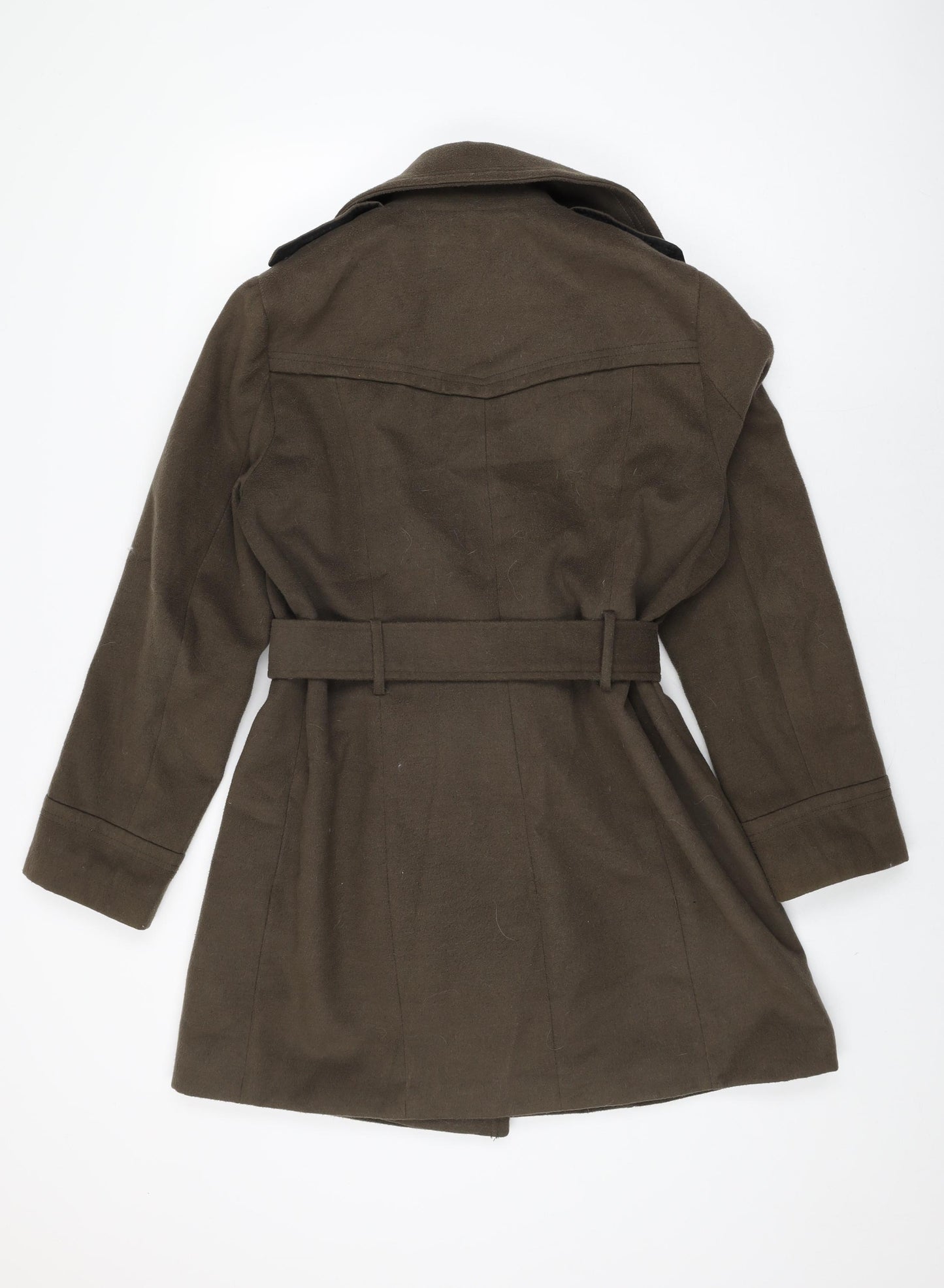 Marks and Spencer Womens Brown Overcoat Coat Size 14 Button