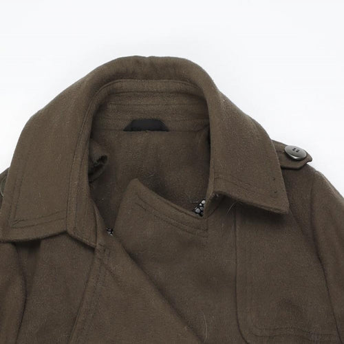 Marks and Spencer Womens Brown Overcoat Coat Size 14 Button