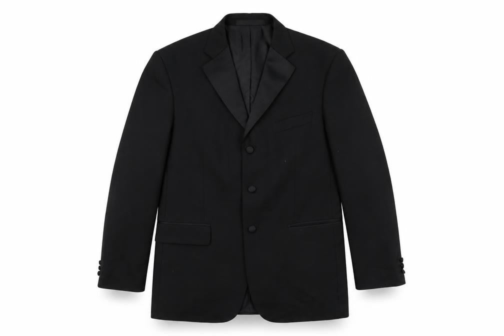 Front view of Marks & Spencer men’s black wool jacket suit jacket, size 40, regular