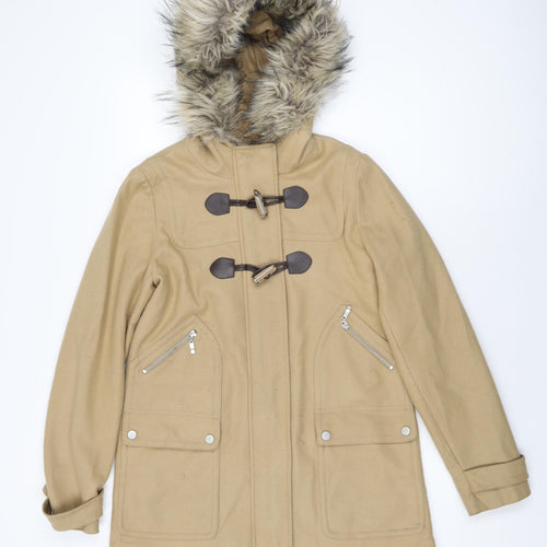 NEXT Womens Beige Overcoat Coat Size 8 Zip