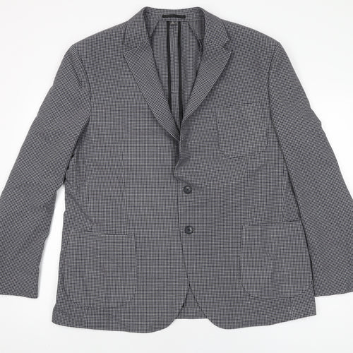 Marks and Spencer Mens Grey Geometric Polyester Jacket Suit Jacket Size 46 Regular