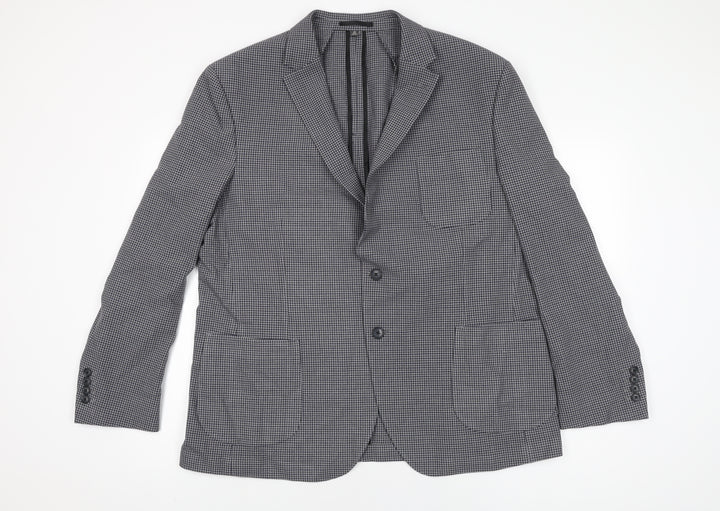 Marks and Spencer Mens Grey Geometric Polyester Jacket Suit Jacket Size 46 Regular