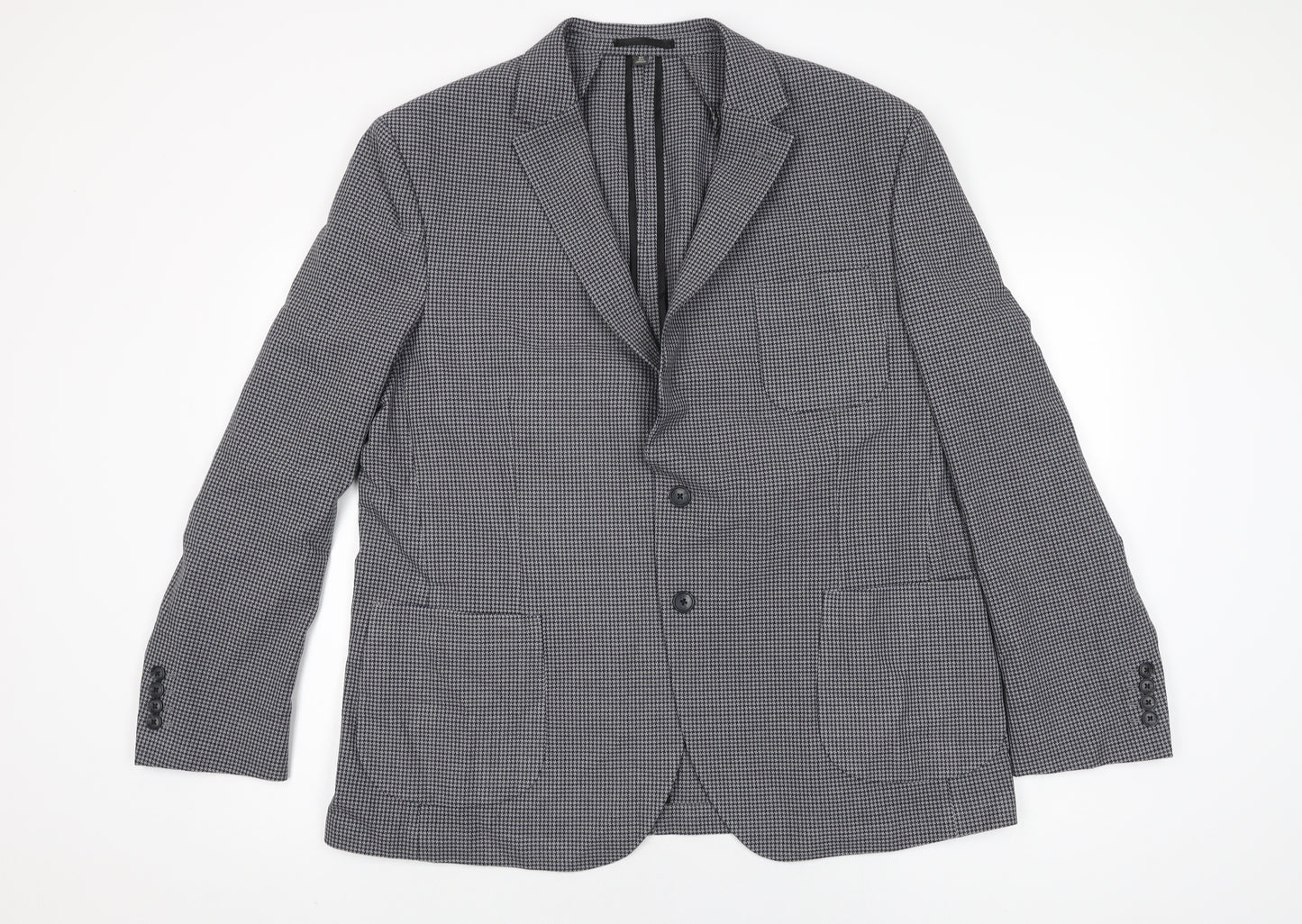 Marks and Spencer Mens Grey Geometric Polyester Jacket Suit Jacket Size 46 Regular