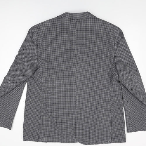 Marks and Spencer Mens Grey Geometric Polyester Jacket Suit Jacket Size 46 Regular
