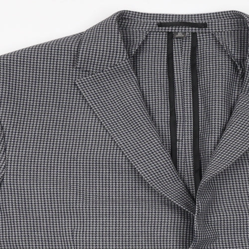 Marks and Spencer Mens Grey Geometric Polyester Jacket Suit Jacket Size 46 Regular