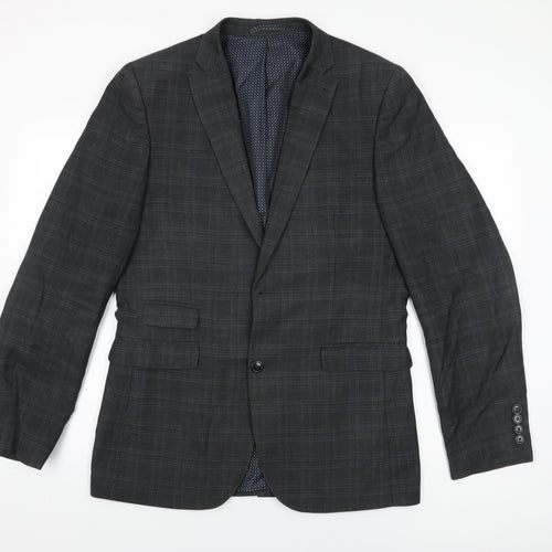 NEXT Mens Grey Geometric Polyester Jacket Suit Jacket Size 40 Regular