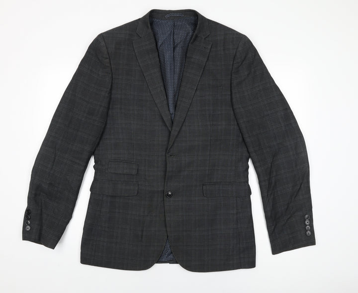 NEXT Mens Grey Geometric Polyester Jacket Suit Jacket Size 40 Regular