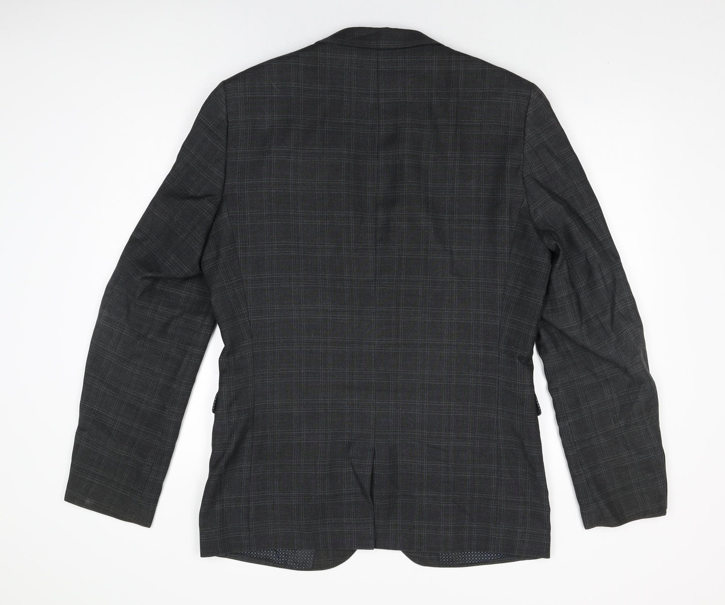NEXT Mens Grey Geometric Polyester Jacket Suit Jacket Size 40 Regular
