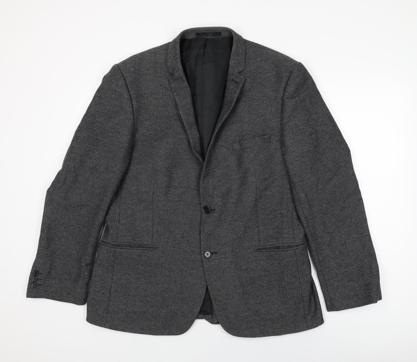 Red Herring Mens Grey Wool Jacket Suit Jacket Size 44 Regular