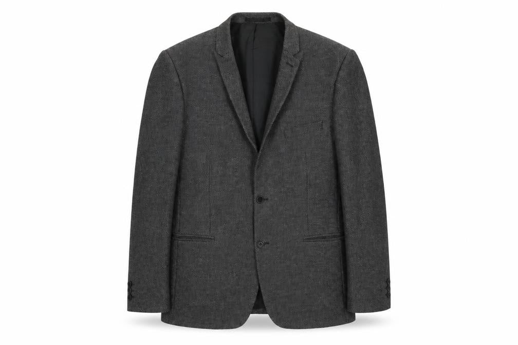 Front view of Red Herring men’s grey wool jacket suit jacket, size 44, regular