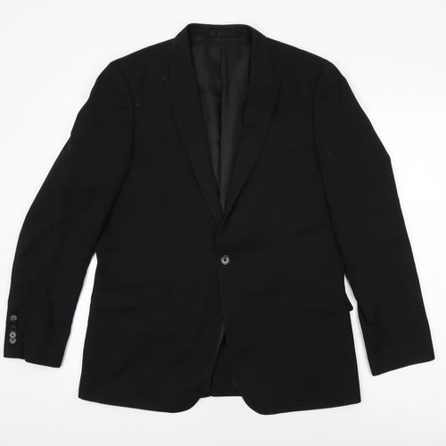One Six Five Mens Black Polyester Jacket Suit Jacket Size 40 Regular