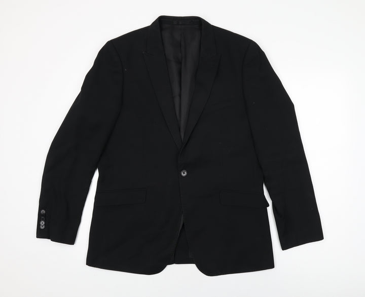 One Six Five Mens Black Polyester Jacket Suit Jacket Size 40 Regular