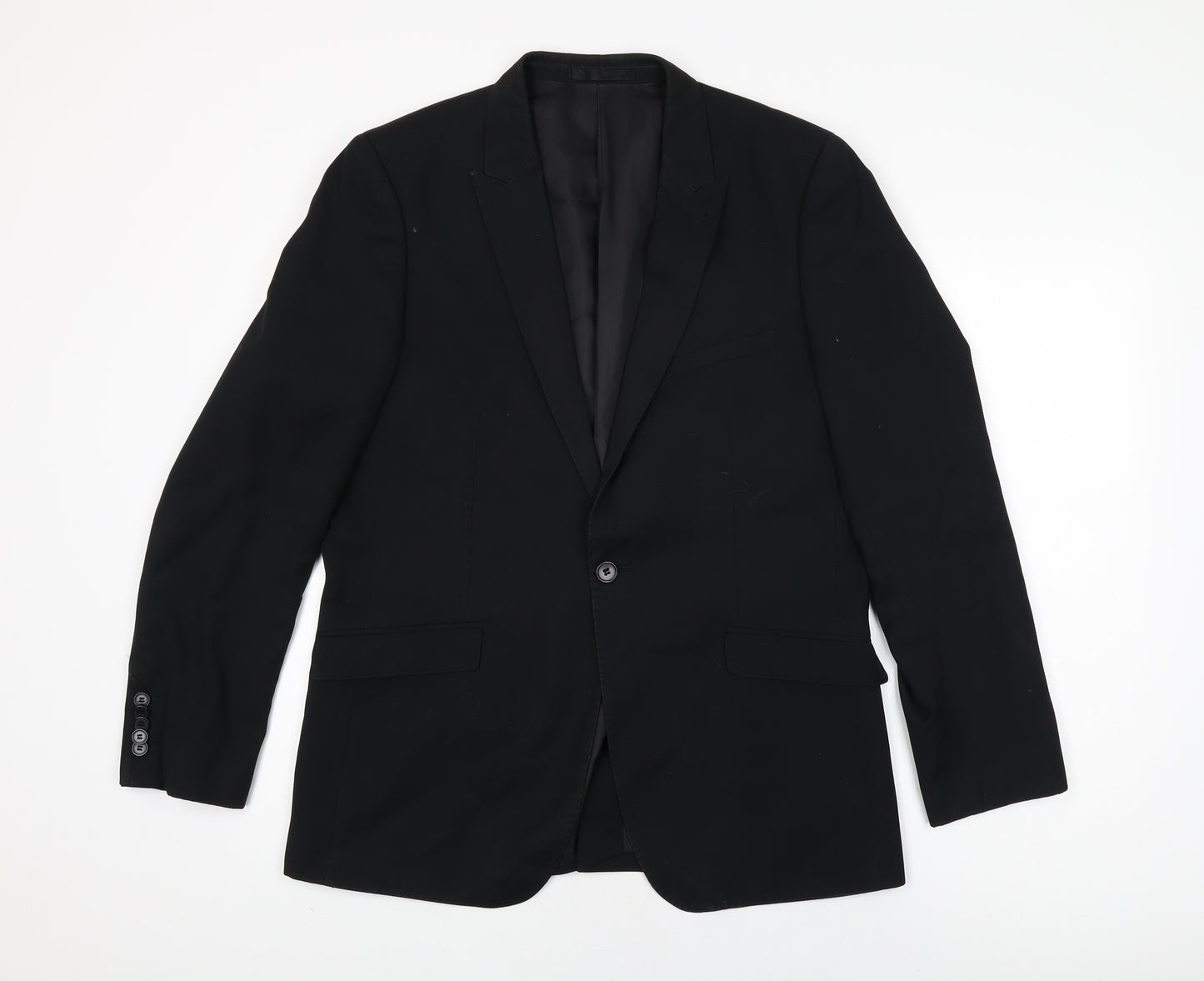 One Six Five Mens Black Polyester Jacket Suit Jacket Size 40 Regular