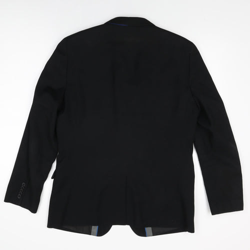 One Six Five Mens Black Polyester Jacket Suit Jacket Size 40 Regular
