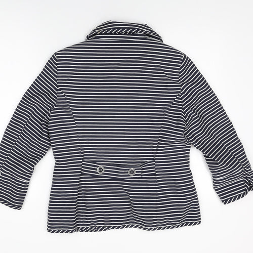 Per Una Womens Blue Striped Jacket Size 14 Button
