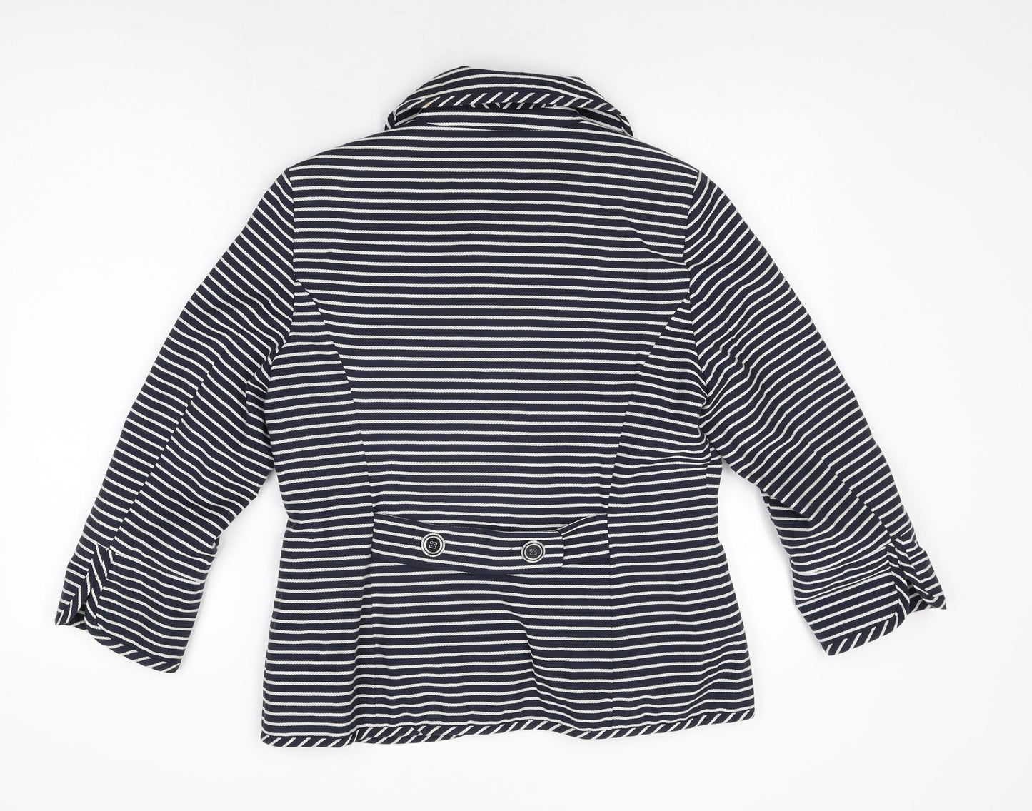 Per Una Womens Blue Striped Jacket Size 14 Button