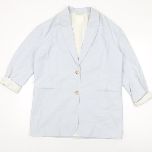 H&M Womens Blue Jacket Blazer Size XS Button