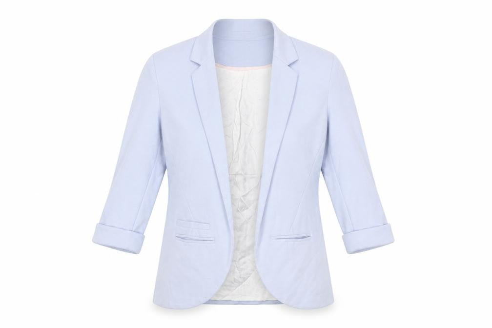Front view of Topshop women’s blue jacket blazer, size UK 10