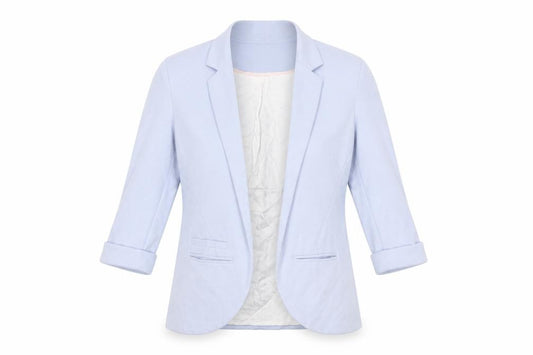 Front view of Topshop women’s blue jacket blazer, size UK 10