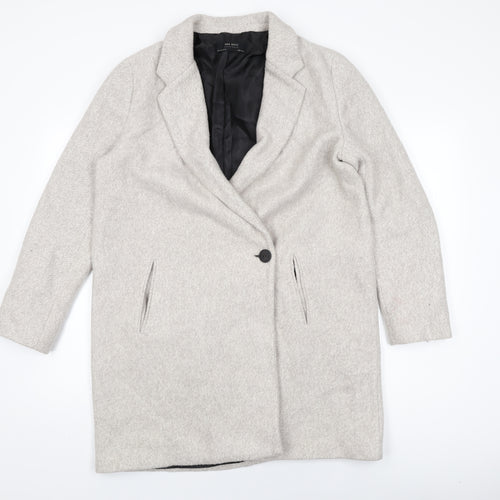 Zara Womens Grey Overcoat Coat Size L Button